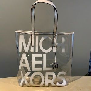 Michael Kors, clear & white tote.